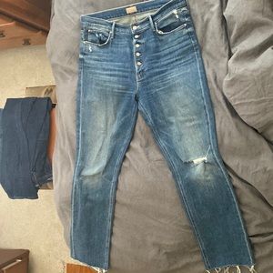 Mother Denim Pixie Dazzler ankle fray